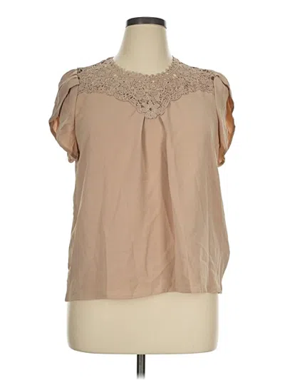 Pre-owned Shein Short Sleeve Blouse In Tan