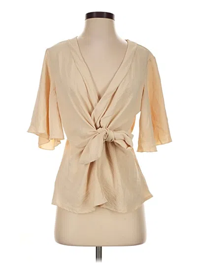 Pre-owned Shein Short Sleeve Blouse In Tan