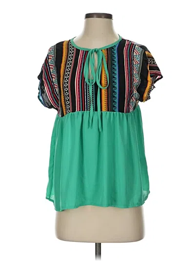 Pre-owned Shein Short Sleeve Blouse In Teal