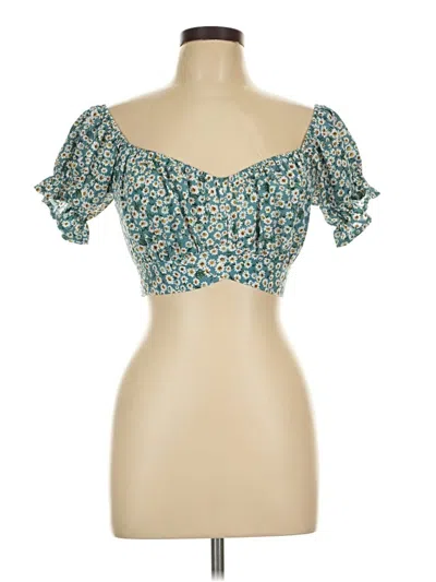 Pre-owned Shein Short Sleeve Blouse In Teal