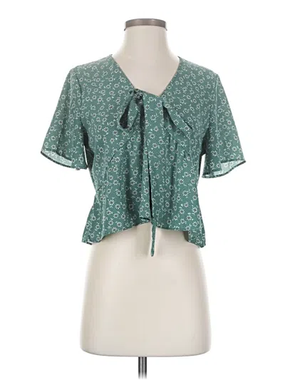 Pre-owned Shein Short Sleeve Blouse In Teal