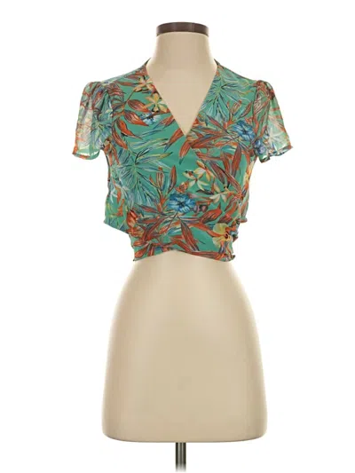 Pre-owned Shein Short Sleeve Blouse In Teal