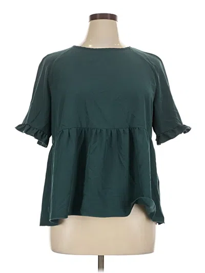 Pre-owned Shein Short Sleeve Blouse In Teal