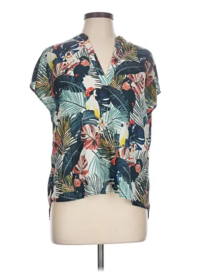 Pre-owned Shein Short Sleeve Blouse In Teal