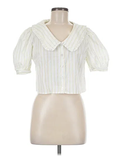 Pre-owned Shein Short Sleeve Blouse In White