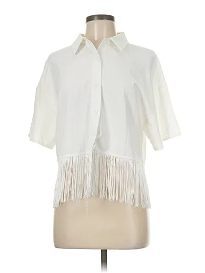 Pre-owned Shein Short Sleeve Blouse In White