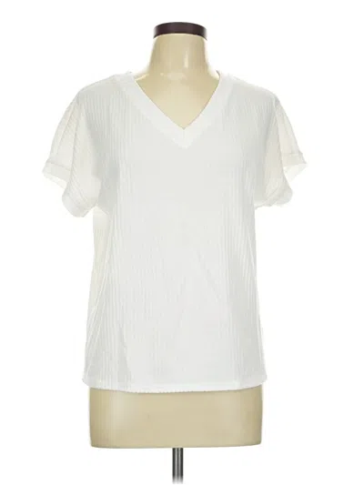 Pre-owned Shein Short Sleeve Blouse In White