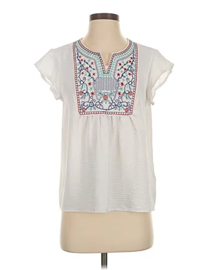 Pre-owned Shein Short Sleeve Blouse In White
