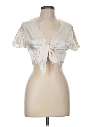 Pre-owned Shein Short Sleeve Blouse In White