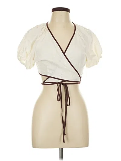 Pre-owned Shein Short Sleeve Blouse In White