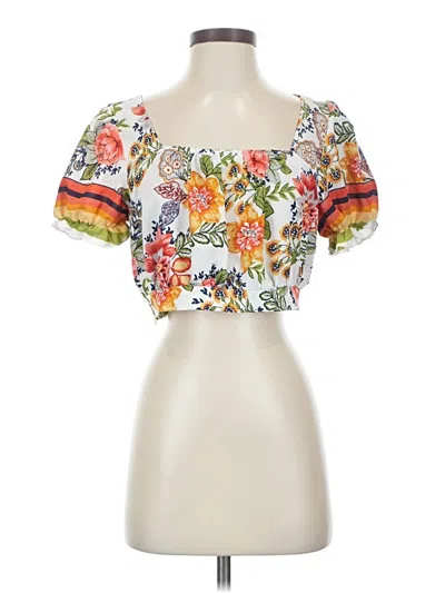 Pre-owned Shein Short Sleeve Blouse In White