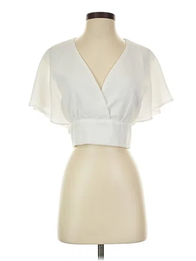 Pre-owned Shein Short Sleeve Blouse In White