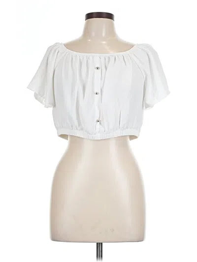 Pre-owned Shein Short Sleeve Blouse In White