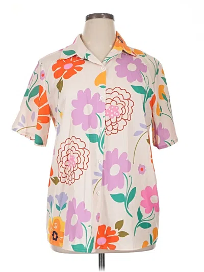 Pre-owned Shein Short Sleeve Blouse In White
