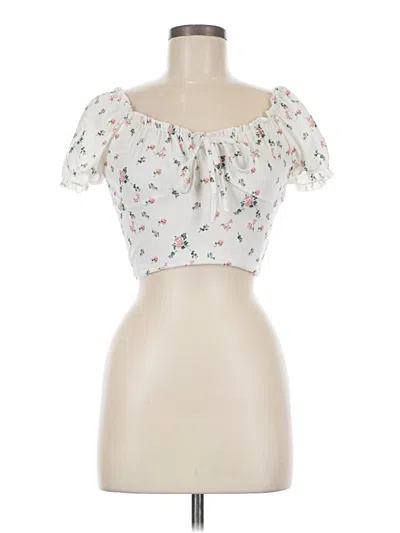 Pre-owned Shein Short Sleeve Blouse In White