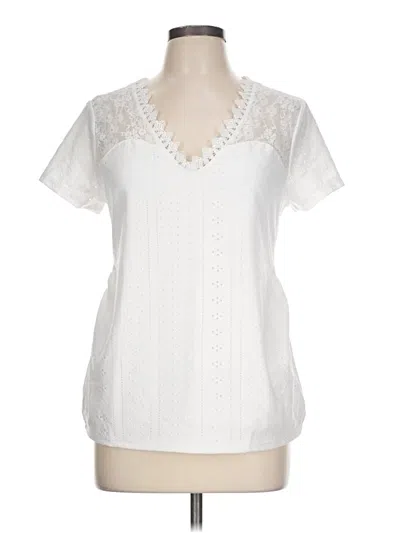Pre-owned Shein Short Sleeve Blouse In White
