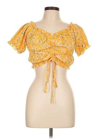 Pre-owned Shein Short Sleeve Blouse In Yellow