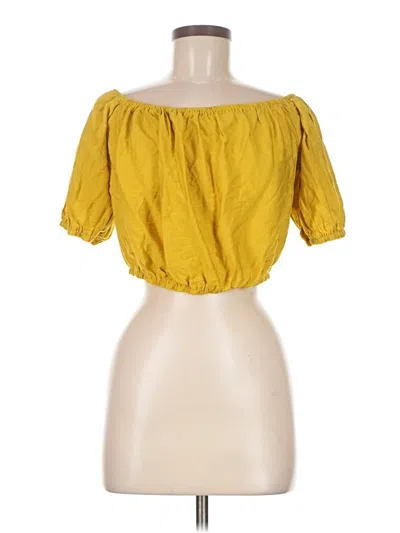 Pre-owned Shein Short Sleeve Blouse In Yellow
