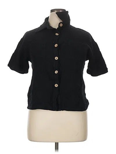 Pre-owned Shein Short Sleeve Button Down Shirt In Black