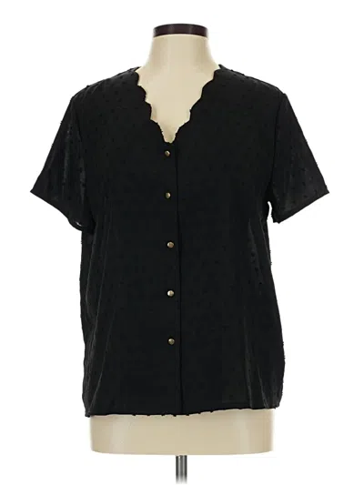 Pre-owned Shein Short Sleeve Button Down Shirt In Black