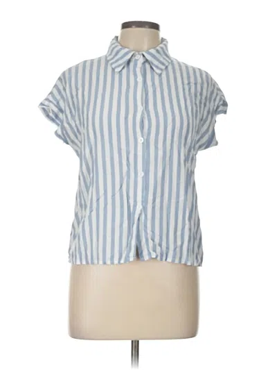 Pre-owned Shein Short Sleeve Button Down Shirt In Blue