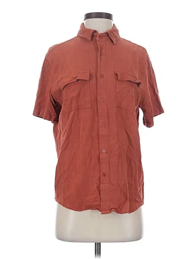 Pre-owned Shein Short Sleeve Button Down Shirt In Brown