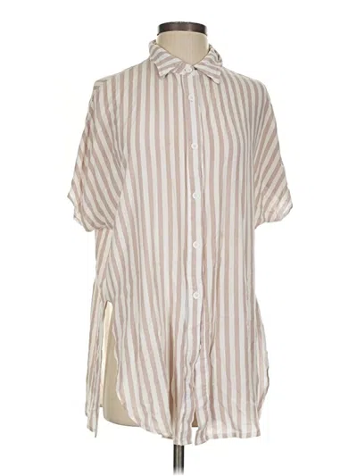 Pre-owned Shein Short Sleeve Button Down Shirt In Ivory