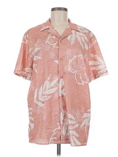 Pre-owned Shein Short Sleeve Button Down Shirt In Pink