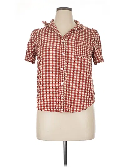 Pre-owned Shein Short Sleeve Button Down Shirt In Red