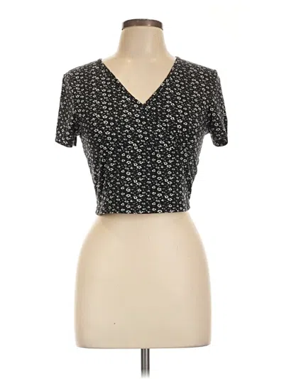 Pre-owned Shein Short Sleeve Henley Shirt In Black