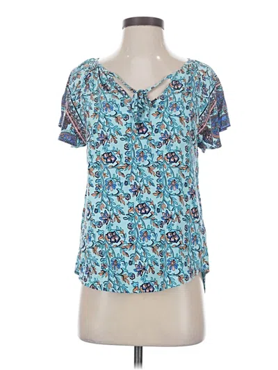 Pre-owned Shein Short Sleeve Henley Shirt In Blue