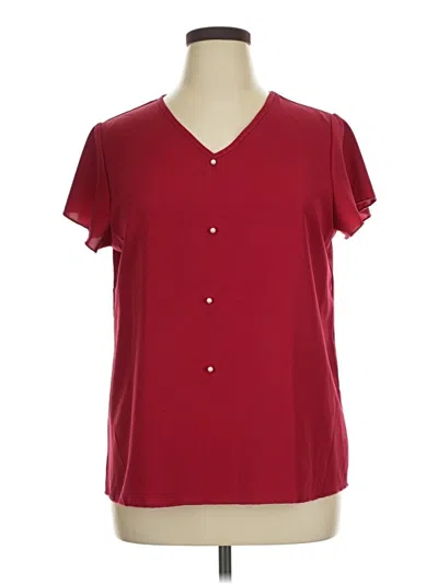 Pre-owned Shein Short Sleeve Henley Shirt In Burgundy