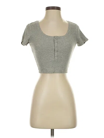 Pre-owned Shein Short Sleeve Henley Shirt In Gray