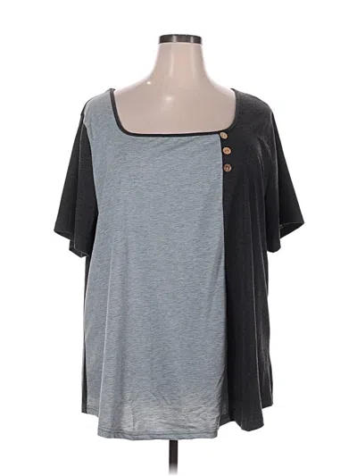 Pre-owned Shein Short Sleeve Henley Shirt In Gray