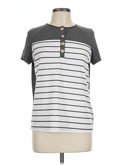 Pre-owned Shein Short Sleeve Henley Shirt In Gray