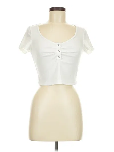 Pre-owned Shein Short Sleeve Henley Shirt In Ivory