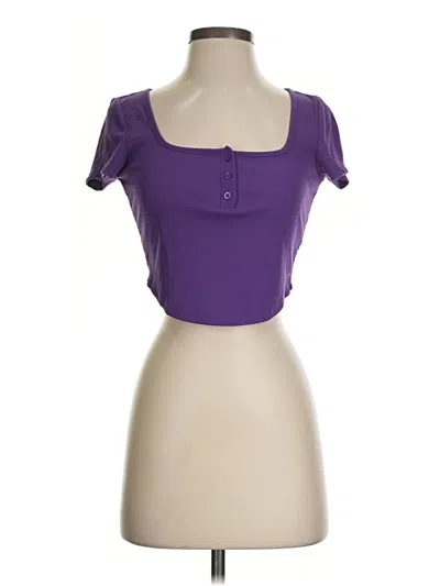 Pre-owned Shein Short Sleeve Henley Shirt In Purple