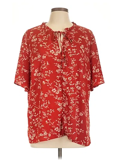 Pre-owned Shein Short Sleeve Henley Shirt In Red