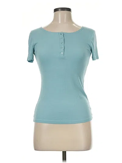 Pre-owned Shein Short Sleeve Henley Shirt In Teal