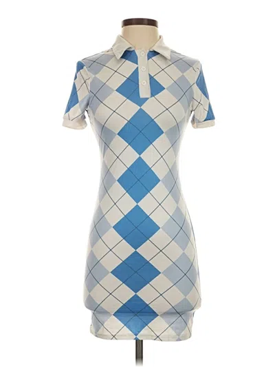 Pre-owned Shein Short Sleeve Polo Shirt In Blue