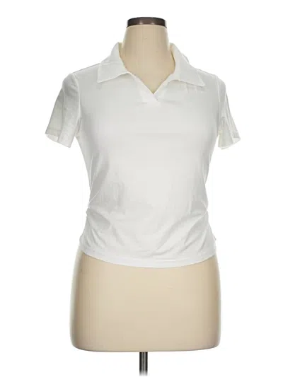 Pre-owned Shein Short Sleeve Polo Shirt In White