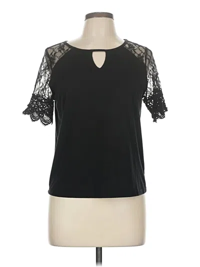 Pre-owned Shein Short Sleeve Top Black Keyhole Neckline Tops