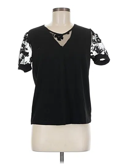Pre-owned Shein Short Sleeve Top Black Keyhole Neckline Tops