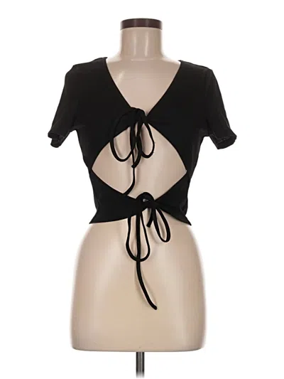 Pre-owned Shein Short Sleeve Top Black Keyhole Neckline Tops