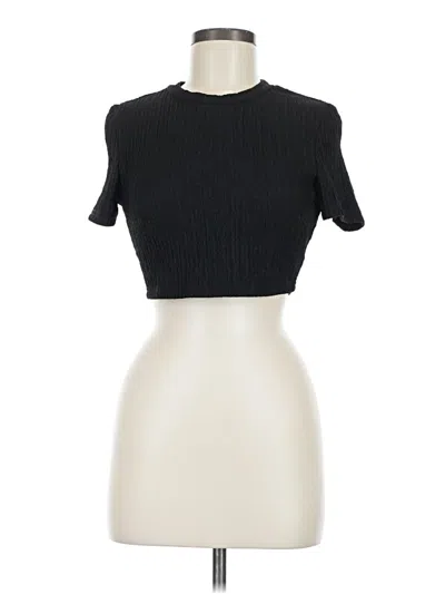 Pre-owned Shein Short Sleeve Top Black Mock Neckline Tops