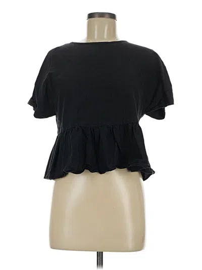 Pre-owned Shein Short Sleeve Top Black Ruffles Neckline Tops