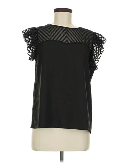 Pre-owned Shein Short Sleeve Top Black Ruffles Neckline Tops