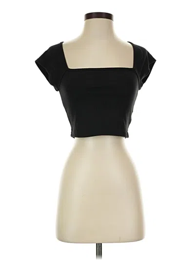 Pre-owned Shein Short Sleeve Top Black Square Neckline Tops