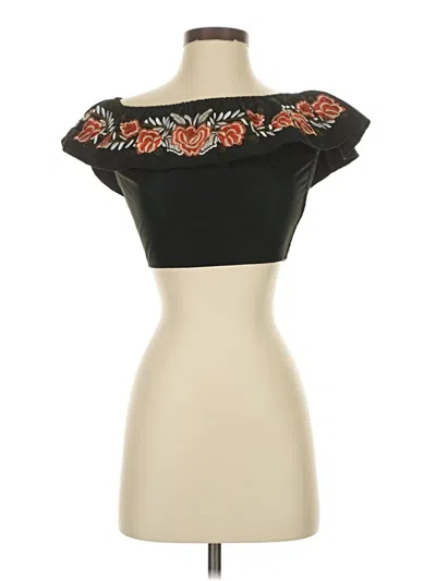 Pre-owned Shein Short Sleeve Top Black Strapless Neckline Tops