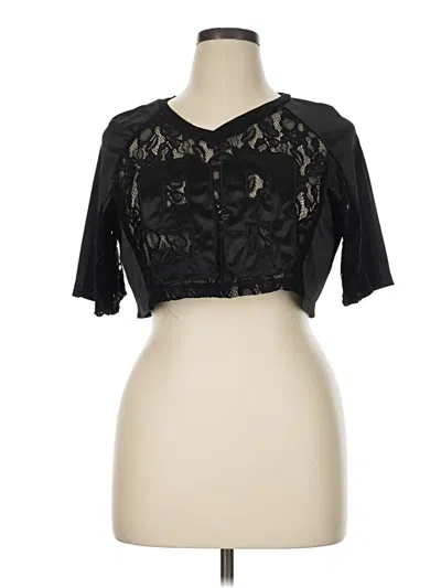 Pre-owned Shein Short Sleeve Top Black Sweetheart Neckline Tops